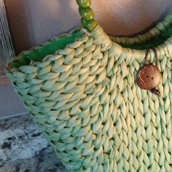 🌴 Straw Studios NWT green bag tote purse 👜 - Picture 3 of 11